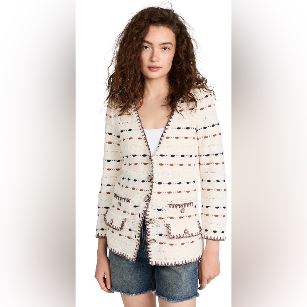 Veronica Beard Ceriani Knit Jacket, Off-White Multi